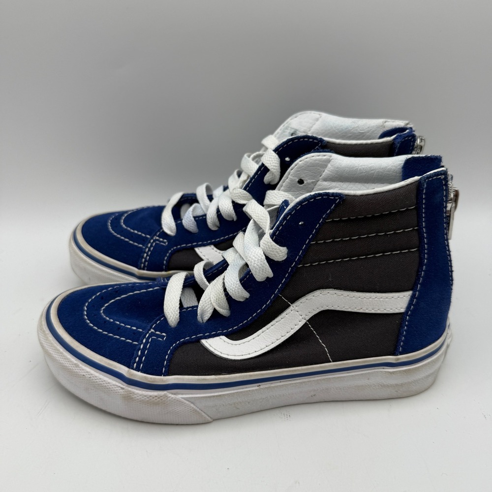 Vans Sk8-Hi Reissue Sneakers Kids 1.5 Blue Grey High Top Back Zip Shoes